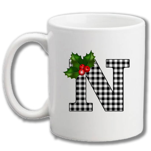 Personalized Christmas mug (Plaid letter)