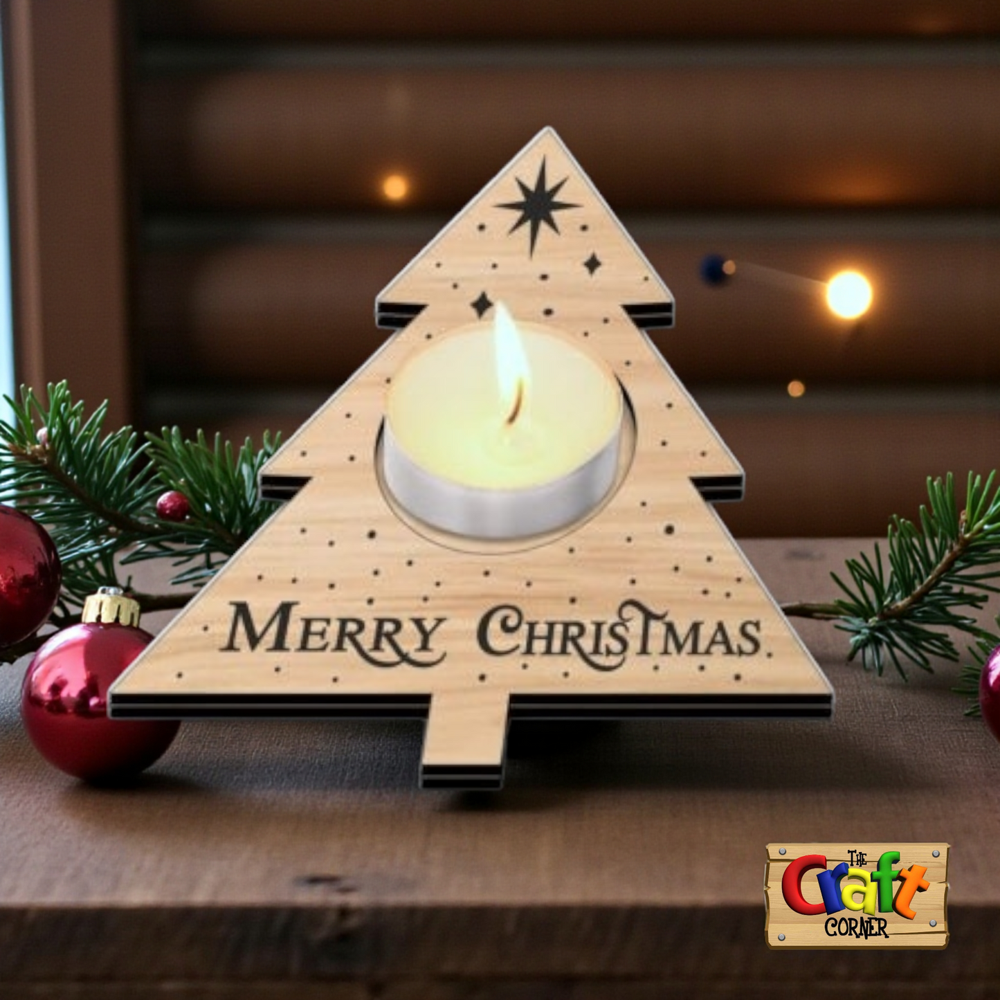 Candle holder: Wooden Christmas tree
