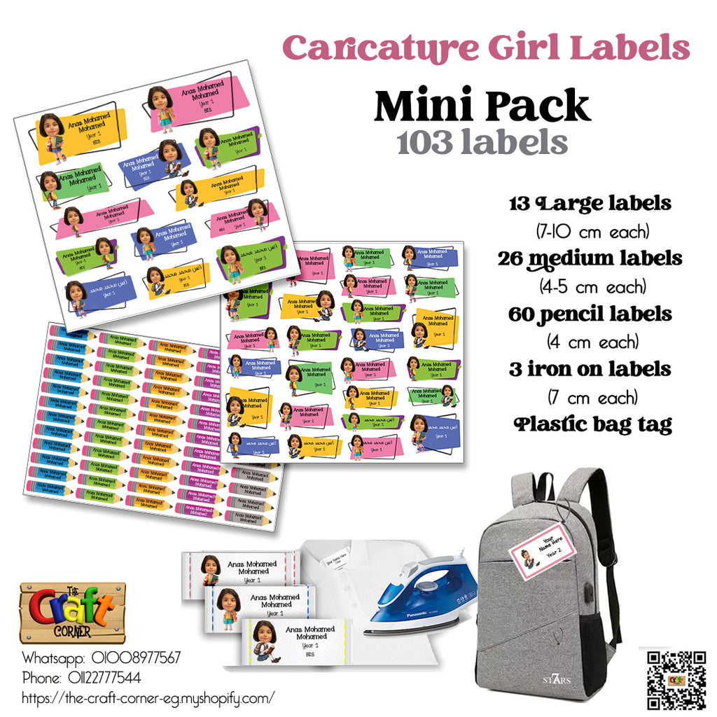 ""Caricature personalized (Girls) Labels"