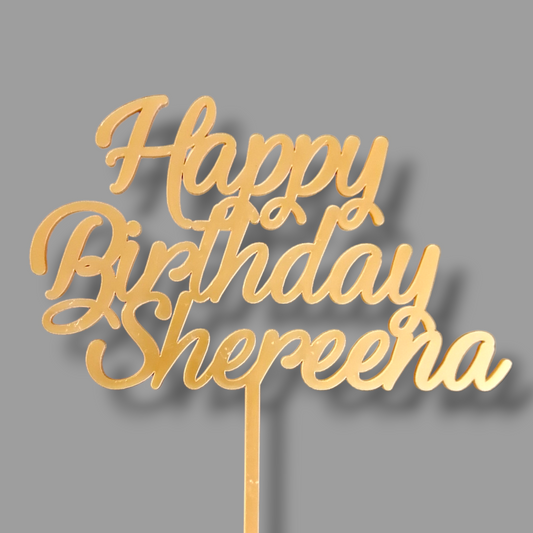 Matte acrylic topper (gold) "Happy birthday 'Name'"