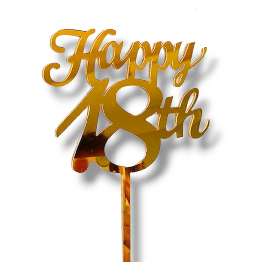 Mirror acrylic topper (gold) "Happy 'age'th Birthday"