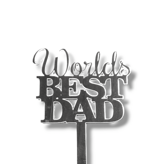 Mirror acrylic topper (silver) "World's best Dad"