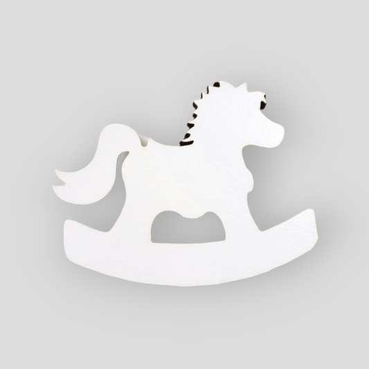 Wood topper (White) "rocking horse" with back stick