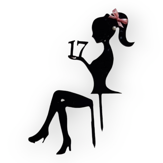 Acrylic topper (Black) "sitting lady"