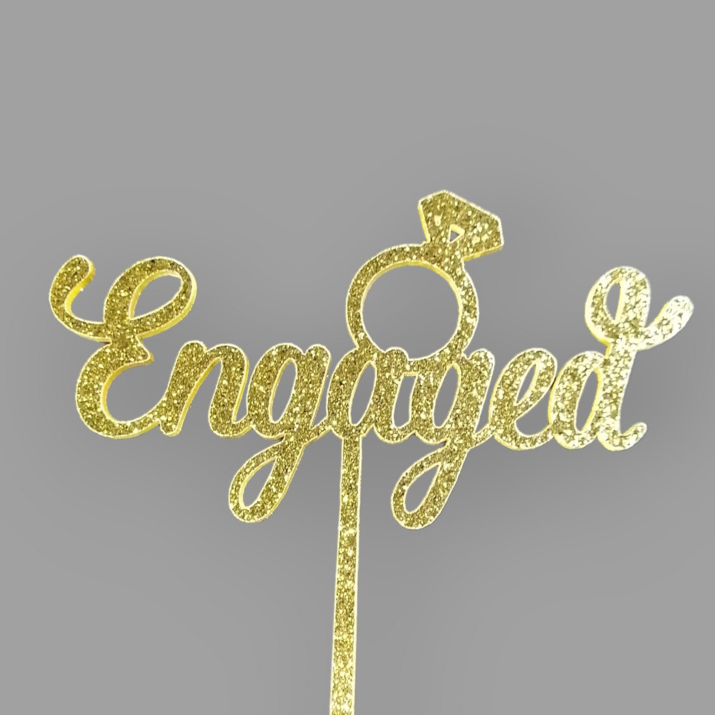 Glittery acrylic topper (gold) "Engaged"