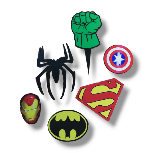 Cupcake toppers (cutout cardboard) "Avengers logos"