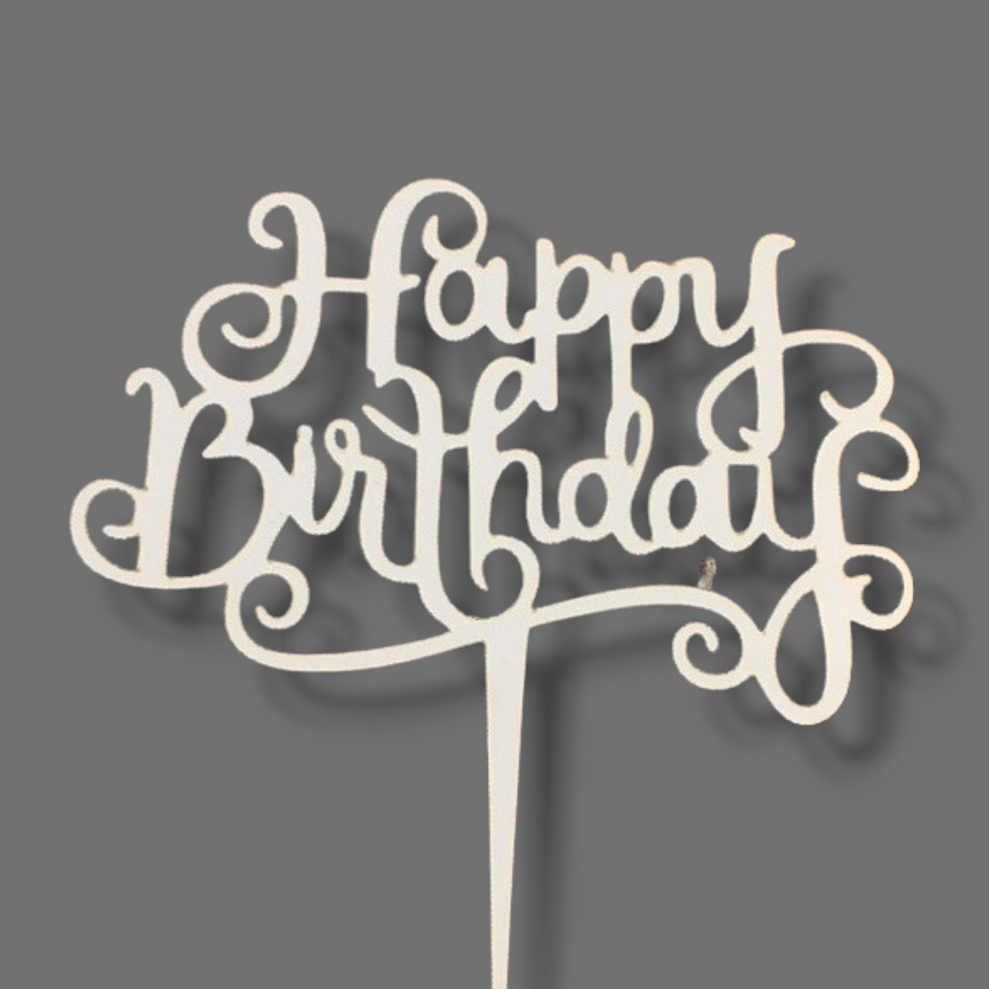 Wood topper (White) "Happy Birthday"