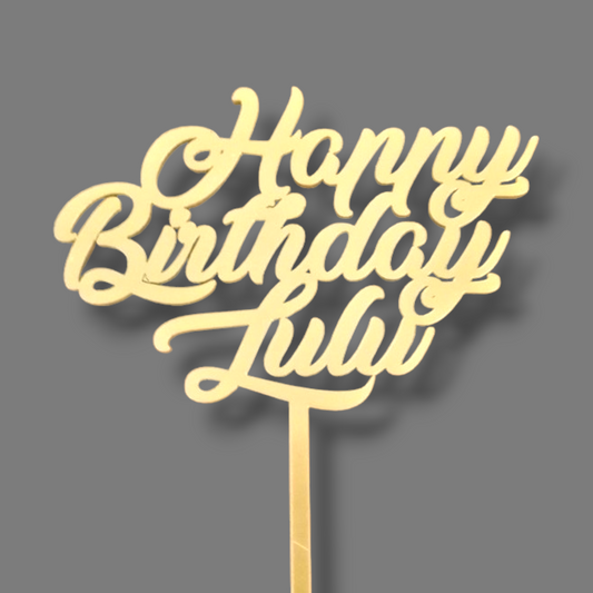 Matte acrylic topper (gold) "Happy birthday 'Name""