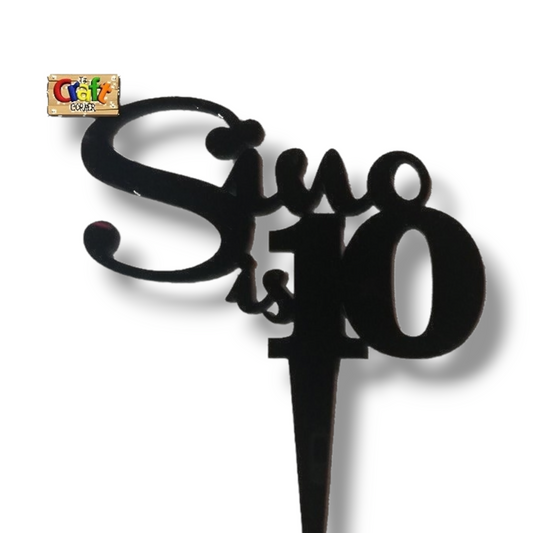 Acrylic topper (Black) "'Name' is 'Age'"