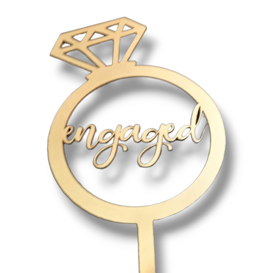 Wood topper (Gold) "Engagement ring"