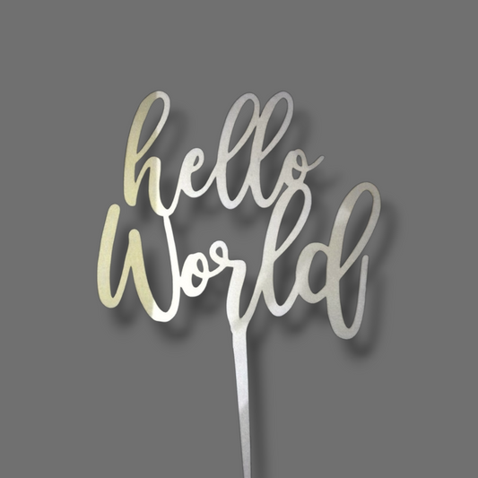 Wood topper (White) "Hello world"