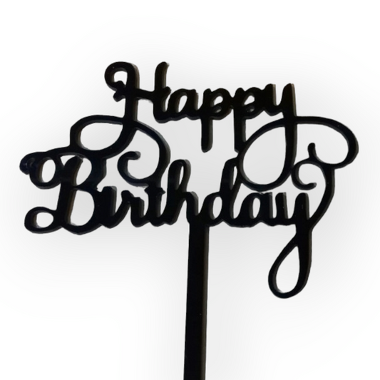 Acrylic topper (Black) "'Happy birthday"