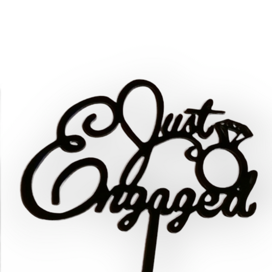 Acrylic topper (Black) "Just engaged'"