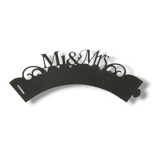 Cupcake lace wrapper (set of 12) "Mr & Mrs"