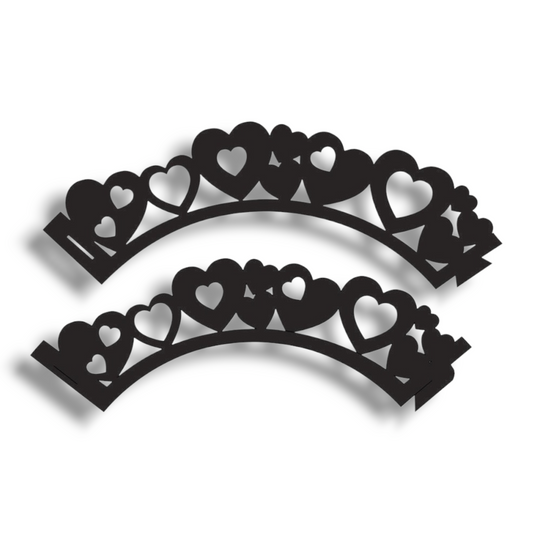 Cupcake lace wrapper (set of 12) "Hearts cutout"