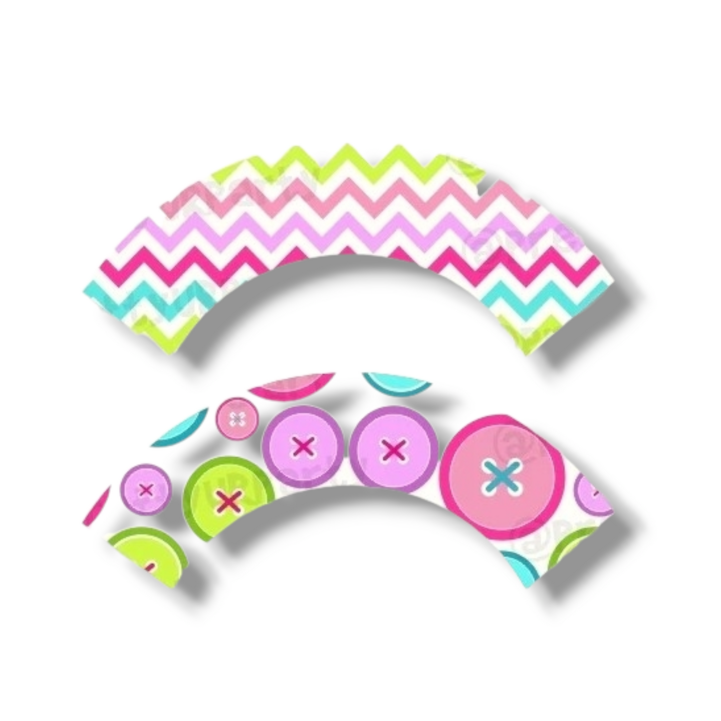 Cupcake wrapper (set of 12) "buttons and chevron"