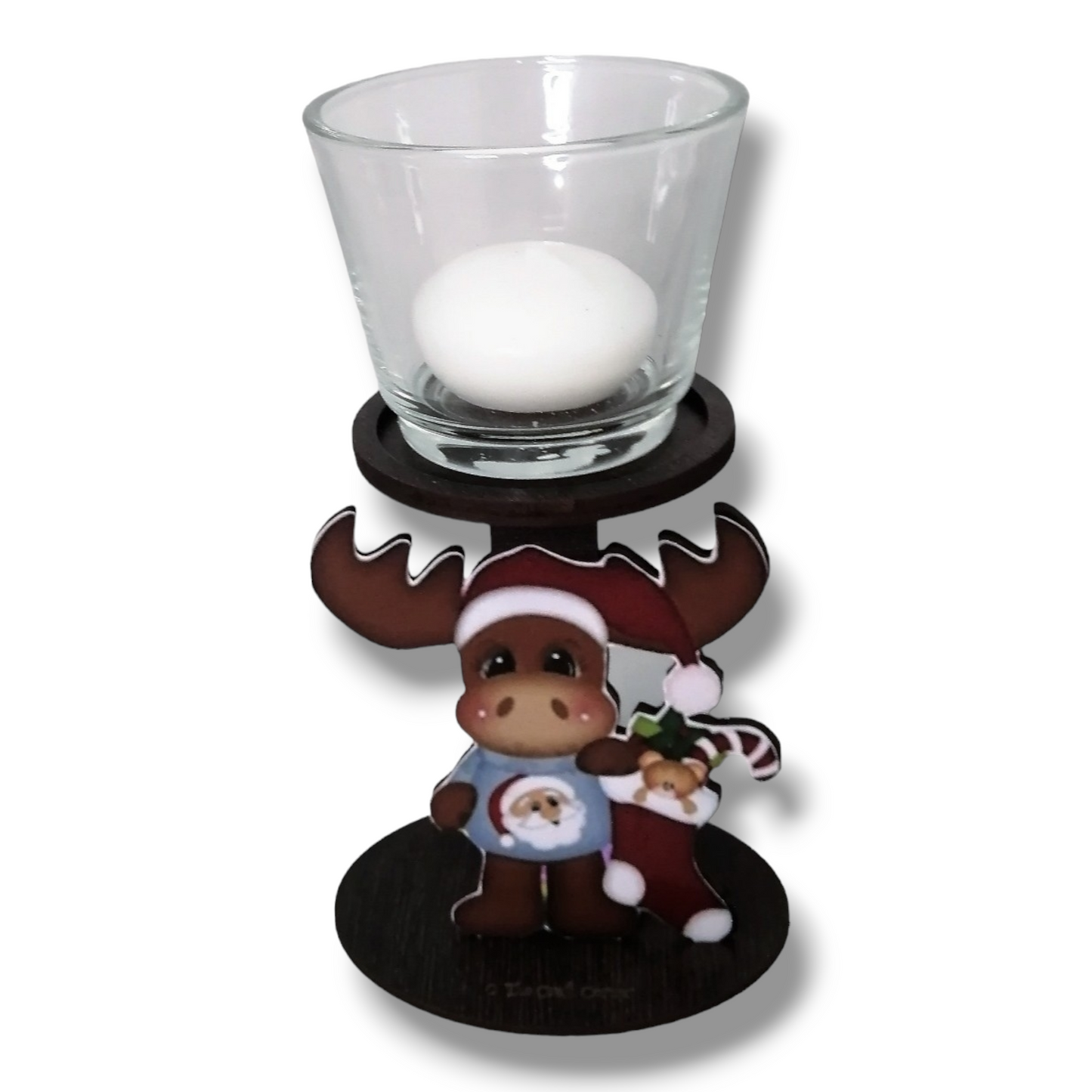 Candle holder: Wooden reindeer candle cups
