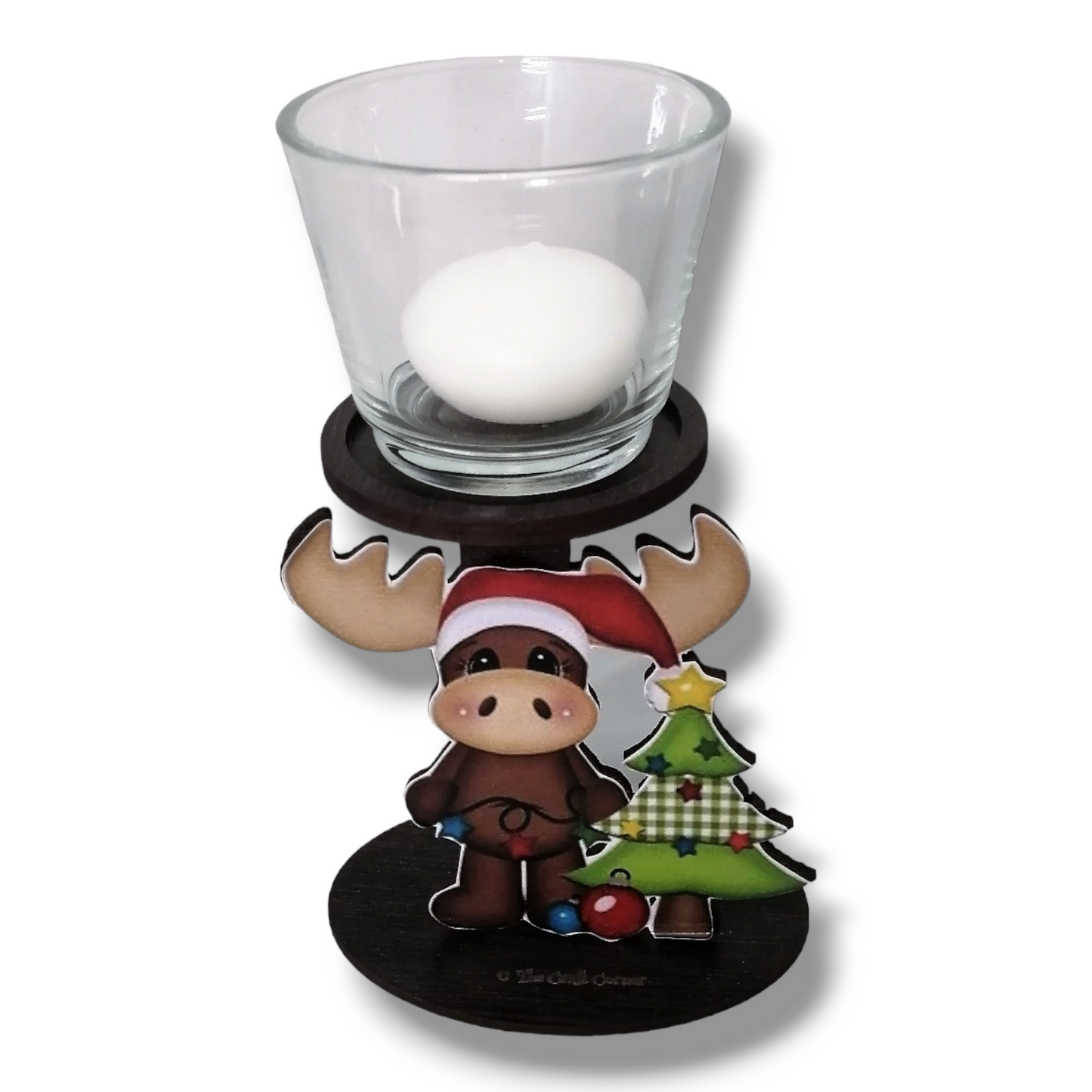 Candle holder: Wooden reindeer candle cups