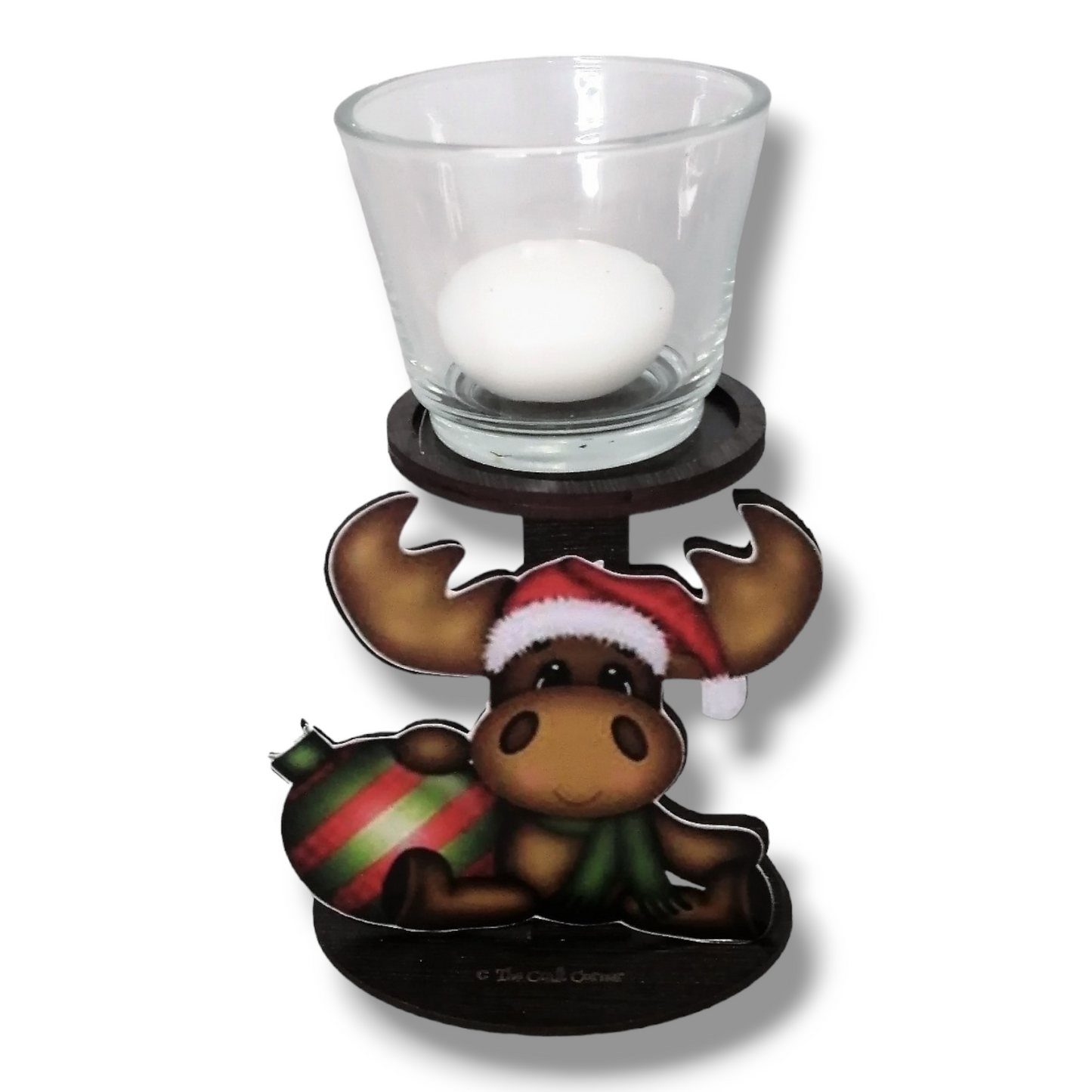 Candle holder: Wooden reindeer candle cups