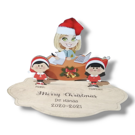 Teacher 3D Wooden Christmas table top stand