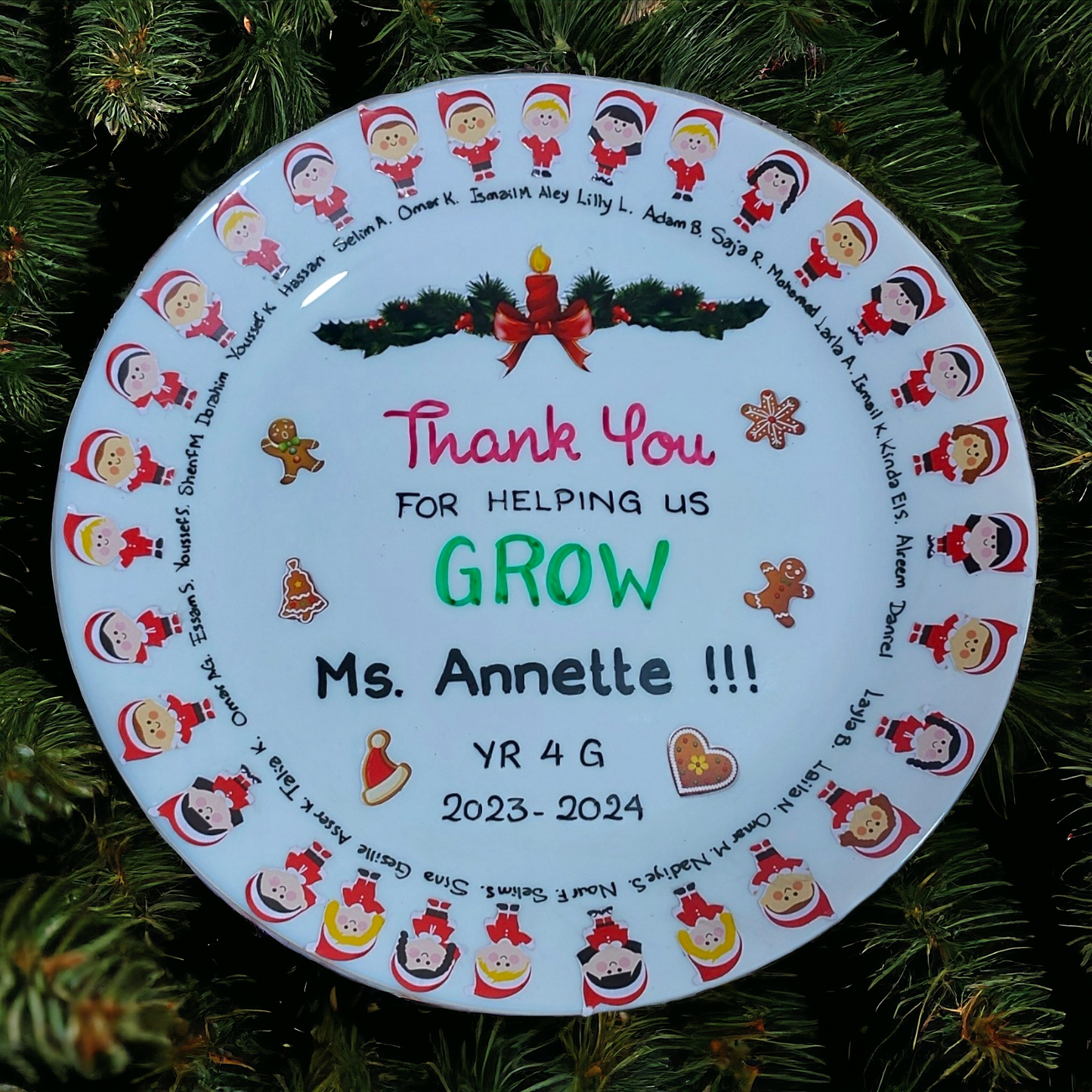 Christmas class sticker plate