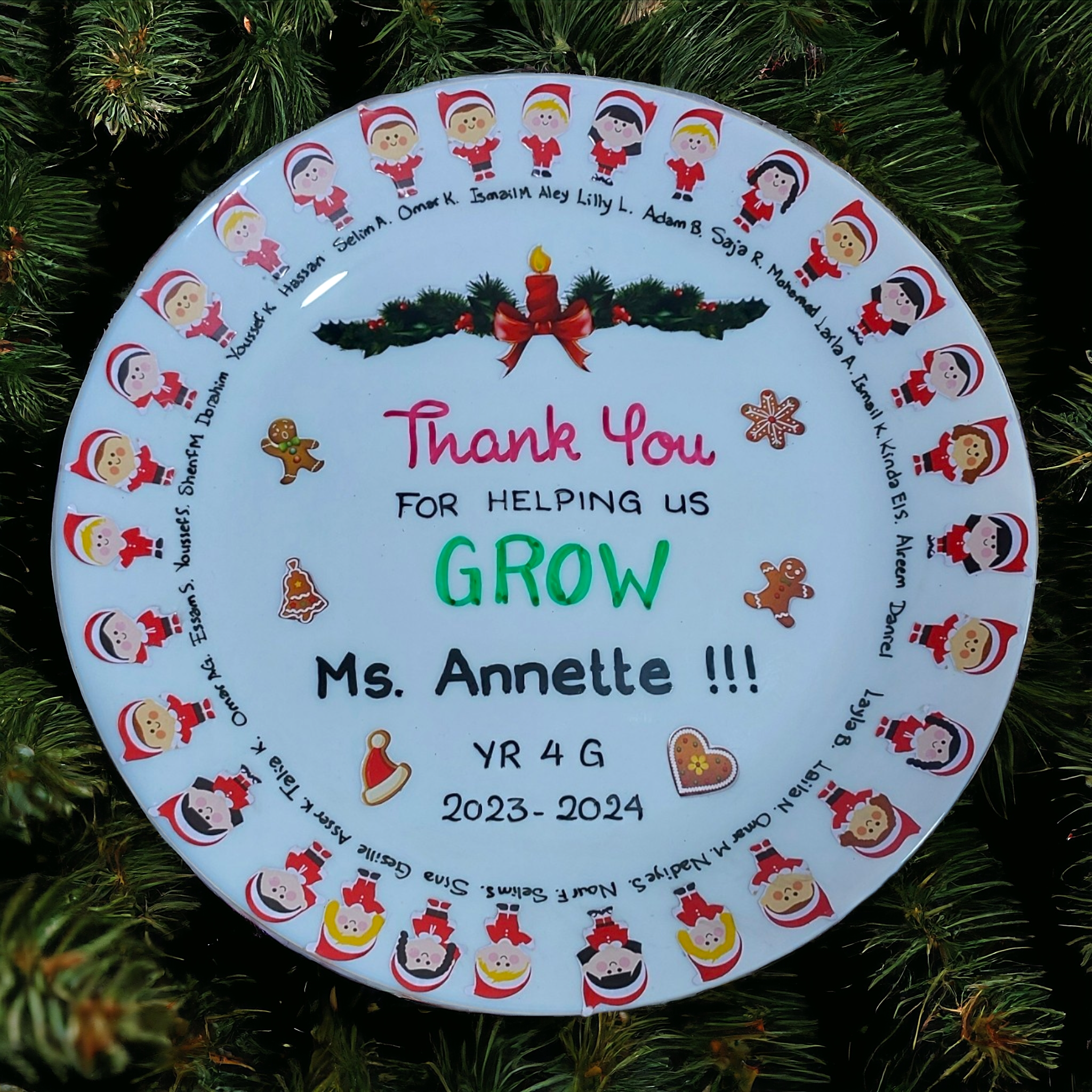 Teacher Gift: Christmas class sticker plate
