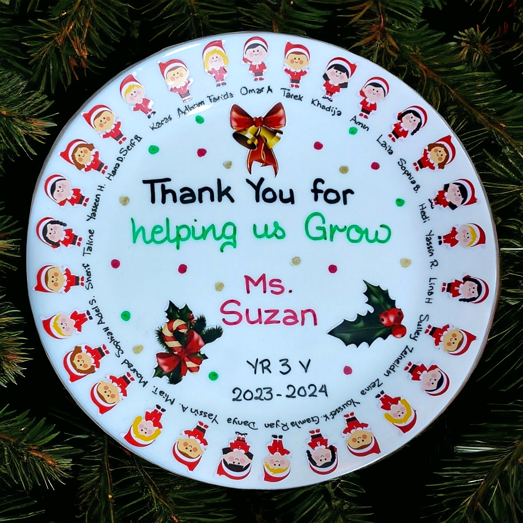 Teacher Gift: Christmas class sticker plate
