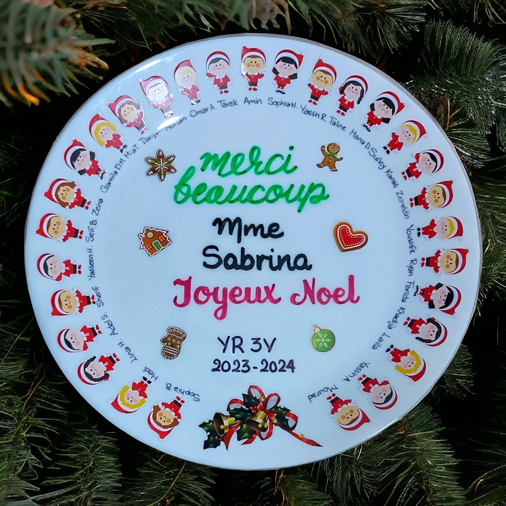 Teacher Gift: Christmas class sticker plate