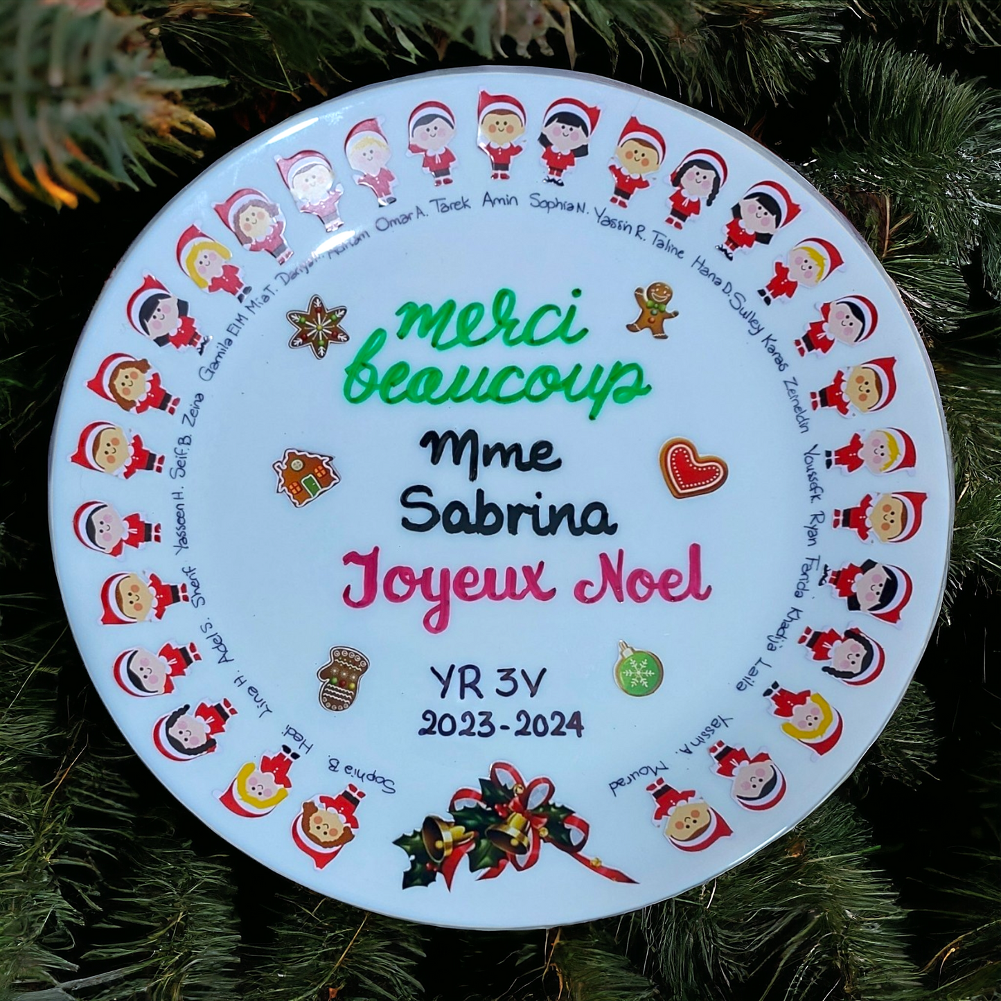 Christmas class sticker plate