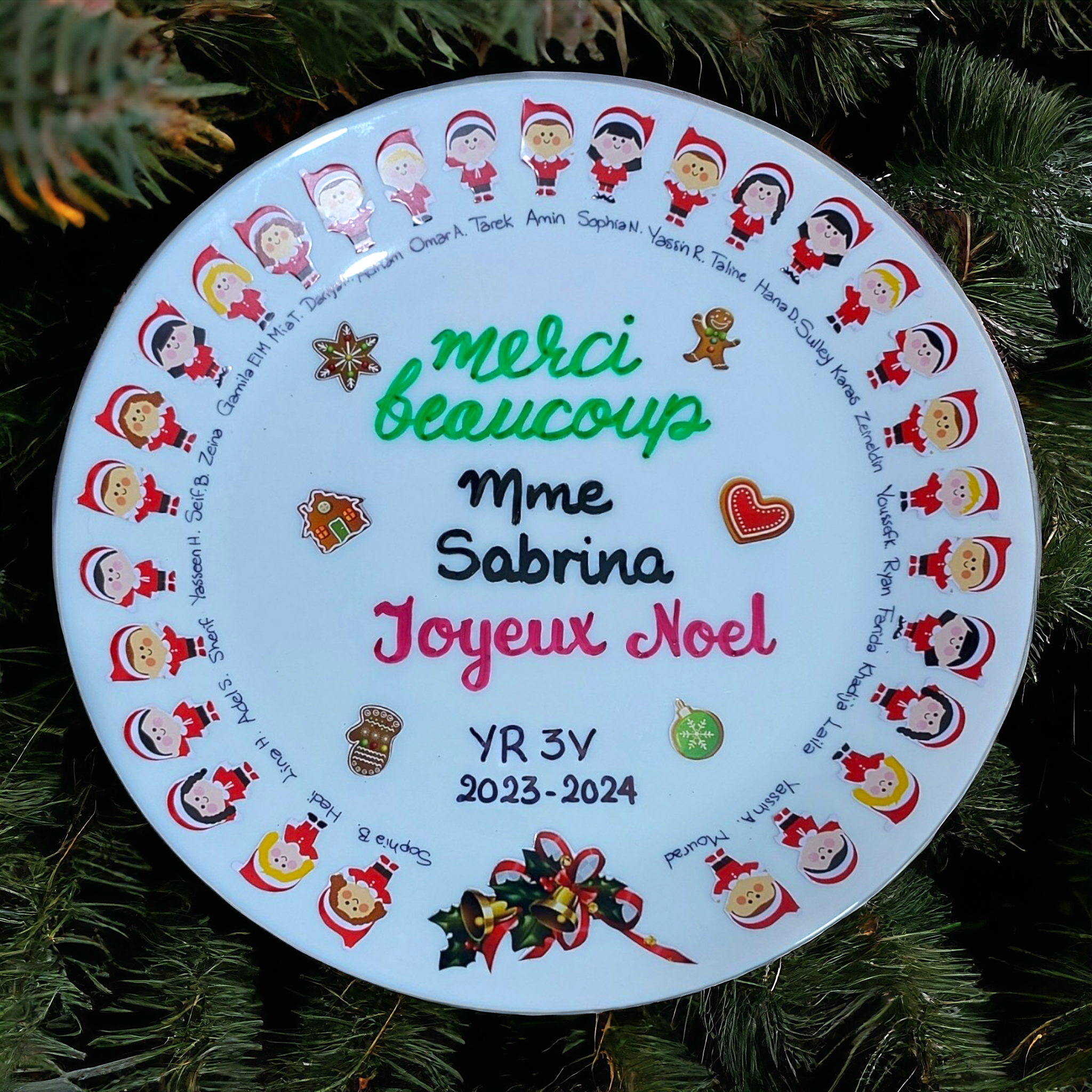 Teacher Gift: Christmas class sticker plate