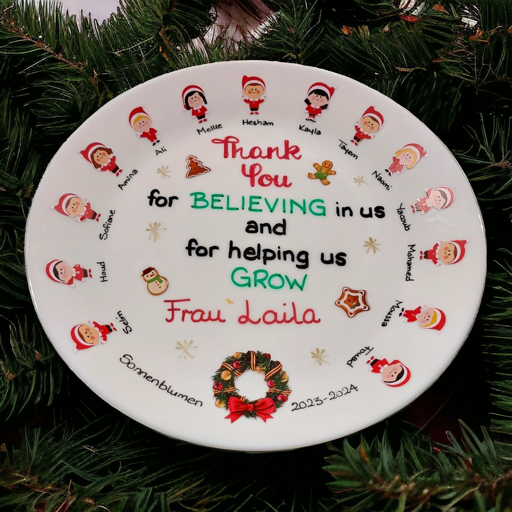 Teacher Gift: Christmas class sticker plate