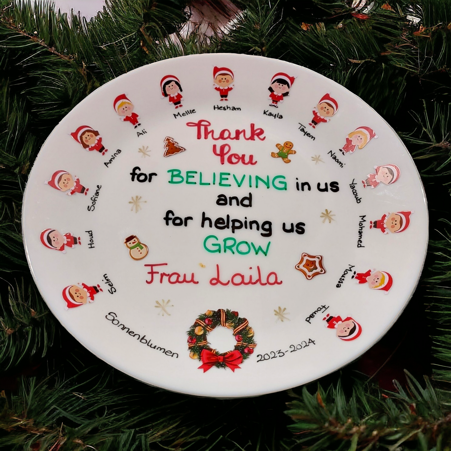 Christmas class sticker plate