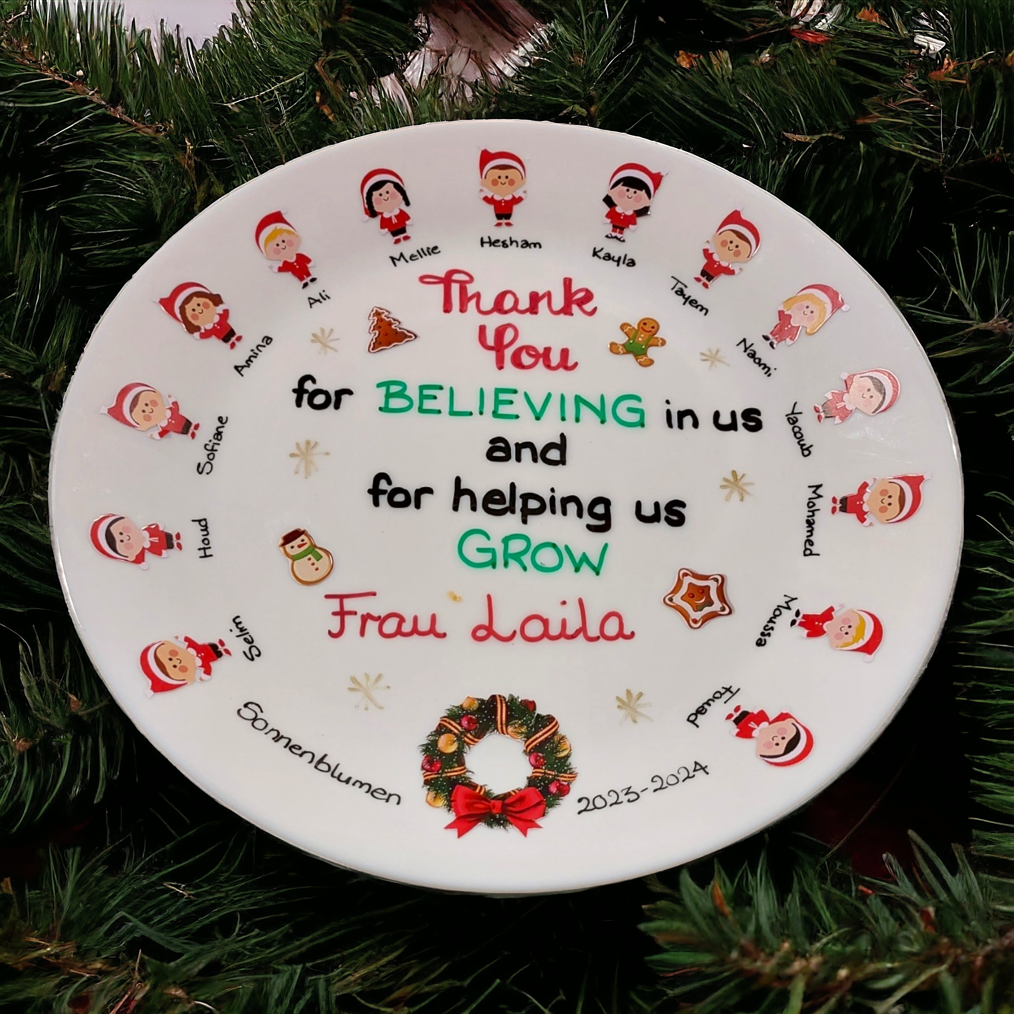 Teacher Gift: Christmas class sticker plate