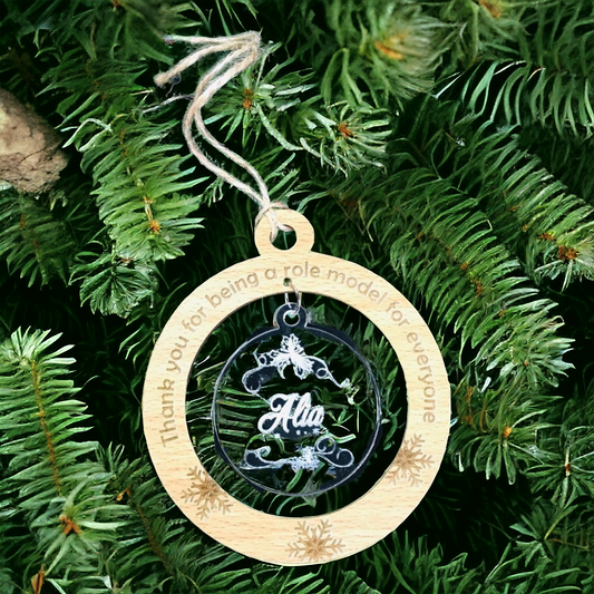 Personalized Wooden and Acrylic ornament
