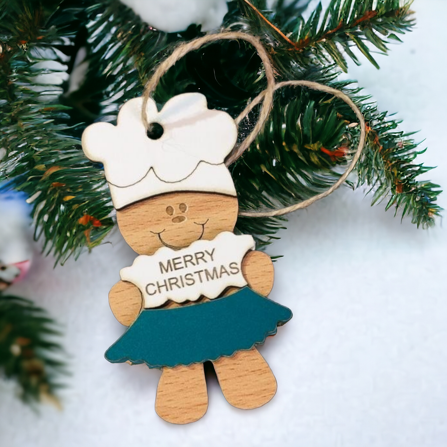 Wooden personalized gingerbread ornament