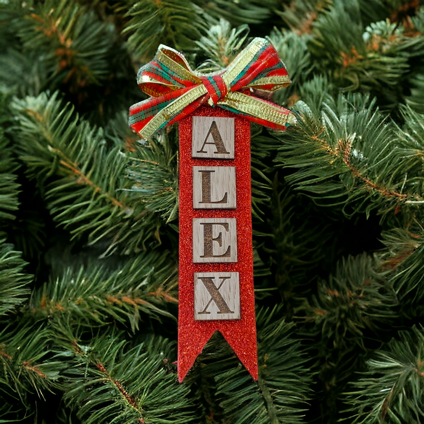 Personalized ribbon Name ornaments