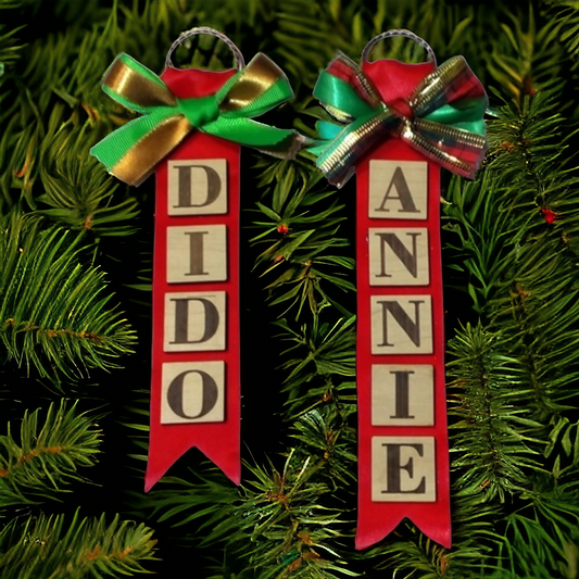 Personalized ribbon Name ornaments