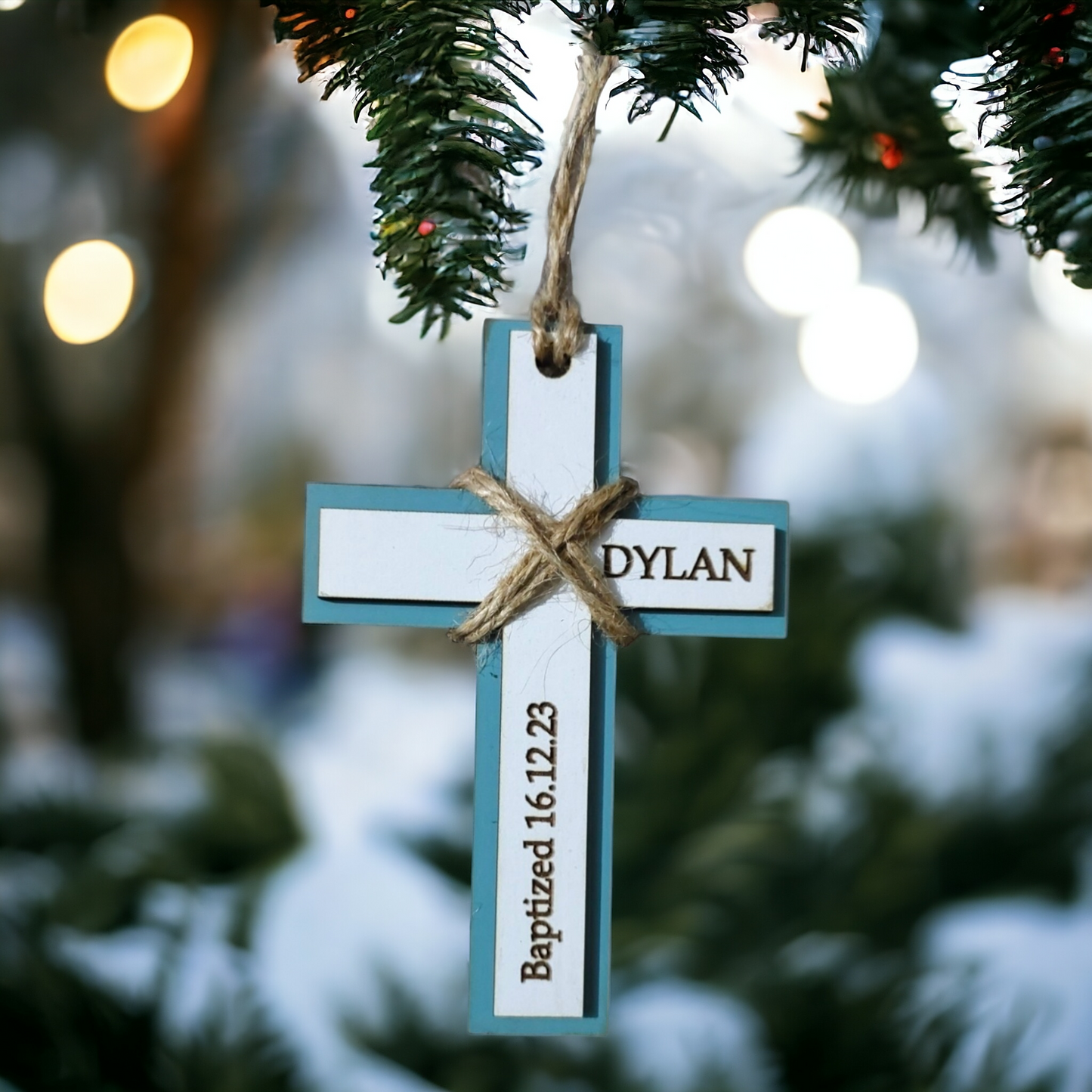 Ornament: Wooden baptism cross 1