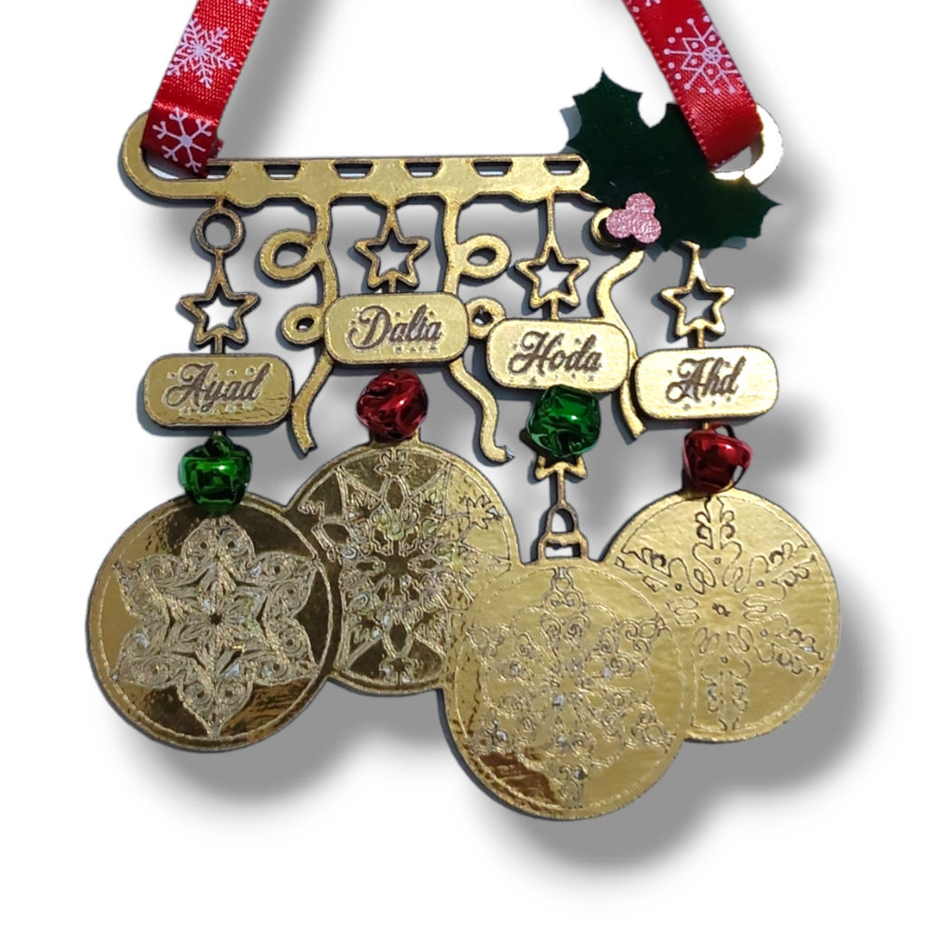 Ornament/wall decor: Family personalized Christmas golden ornament