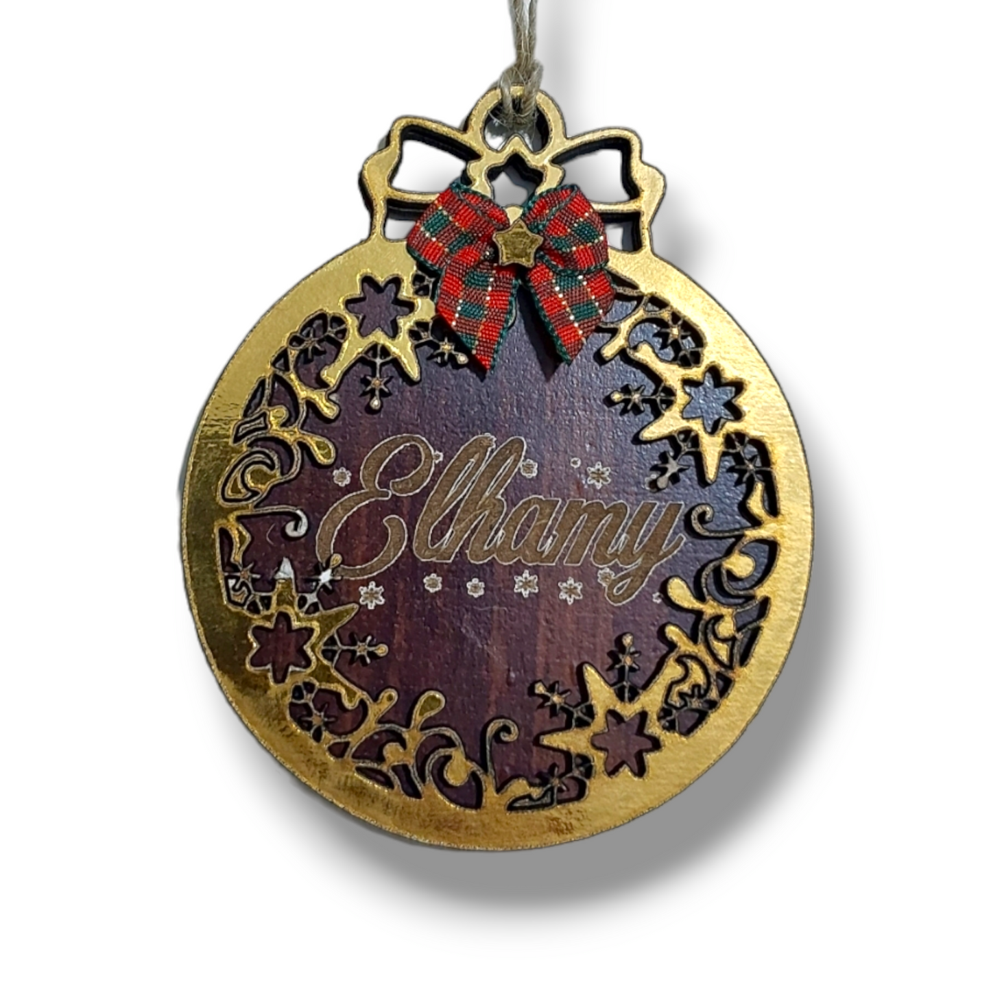 Ornament: Personalized layered wooden name ornament