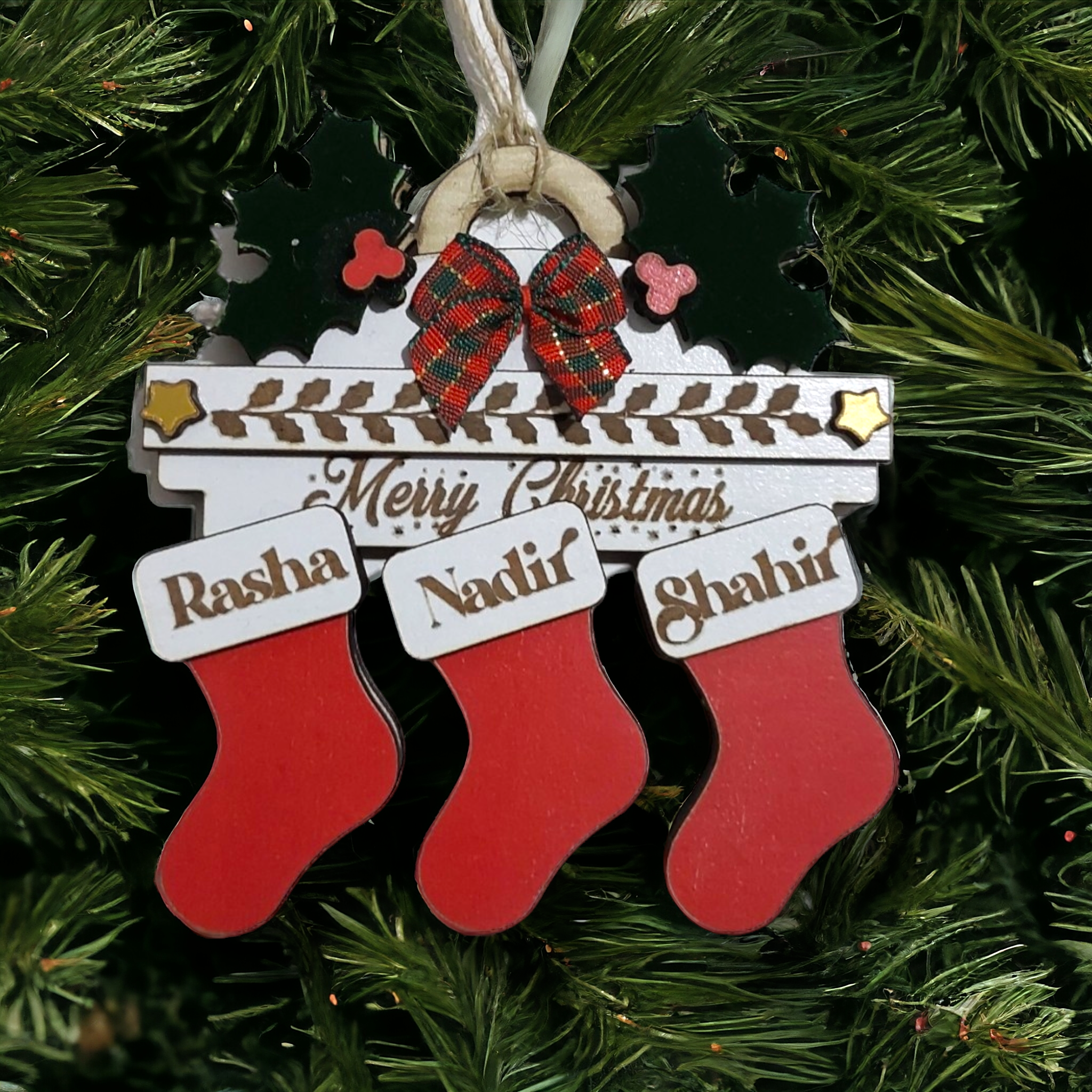 Ornament : Family personalized Christmas stockings ornament