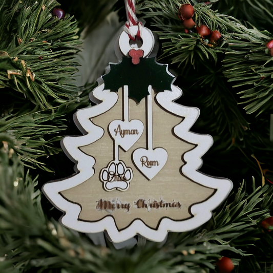 Ornament/wall decor: Family personalized Christmas tree ornament