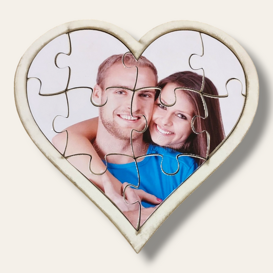 Heart shaped picture puzzle (white)