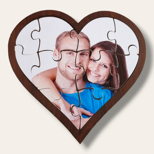 Heart shaped picture puzzle (brown)