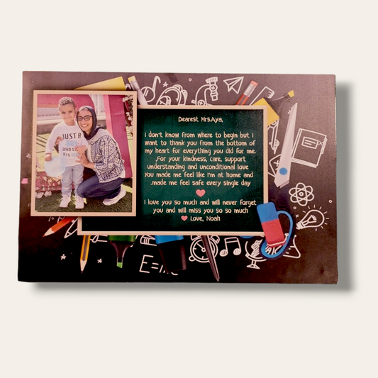 Personalized message Teacher Board with picture لوحة خشب للمدرسة