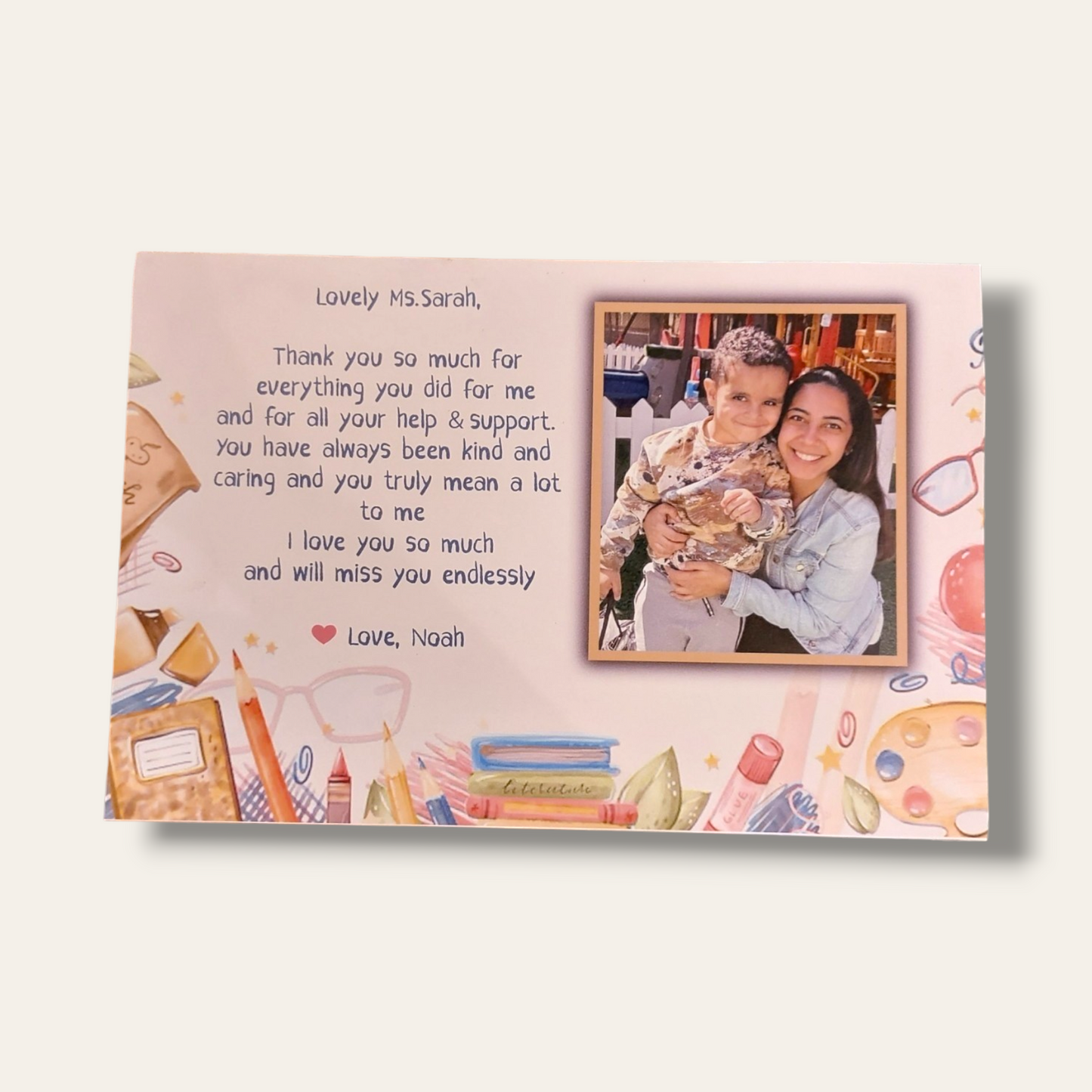 Personalized message Teacher Board with picture لوحة خشب للمدرسة