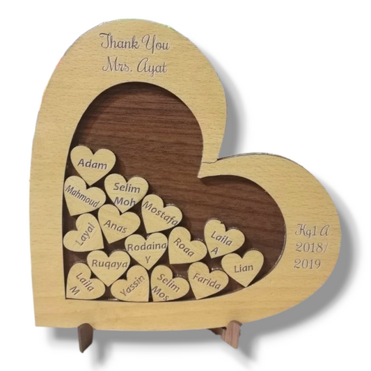 Personalized wooden heart stand