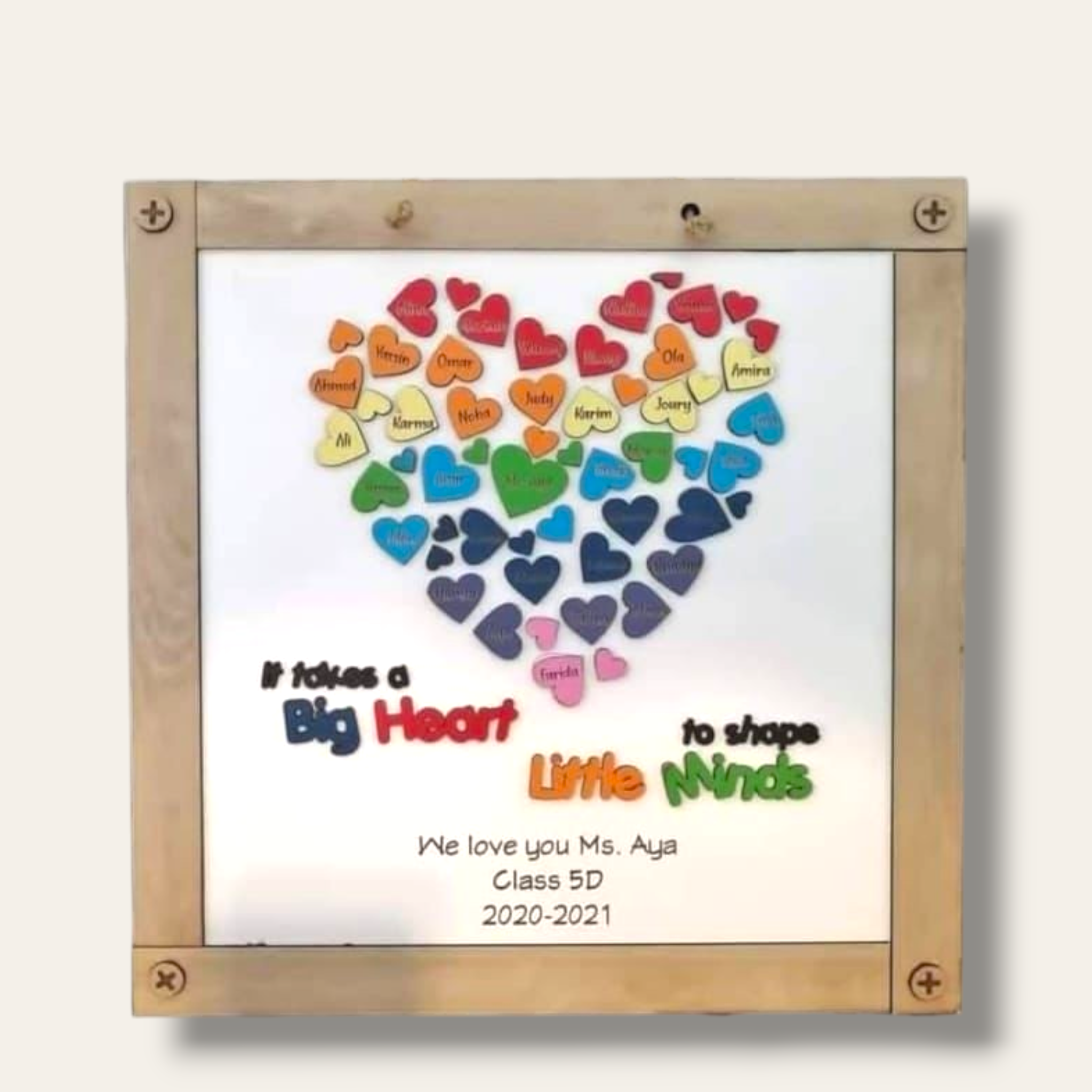 Wooden board with engraved hearts