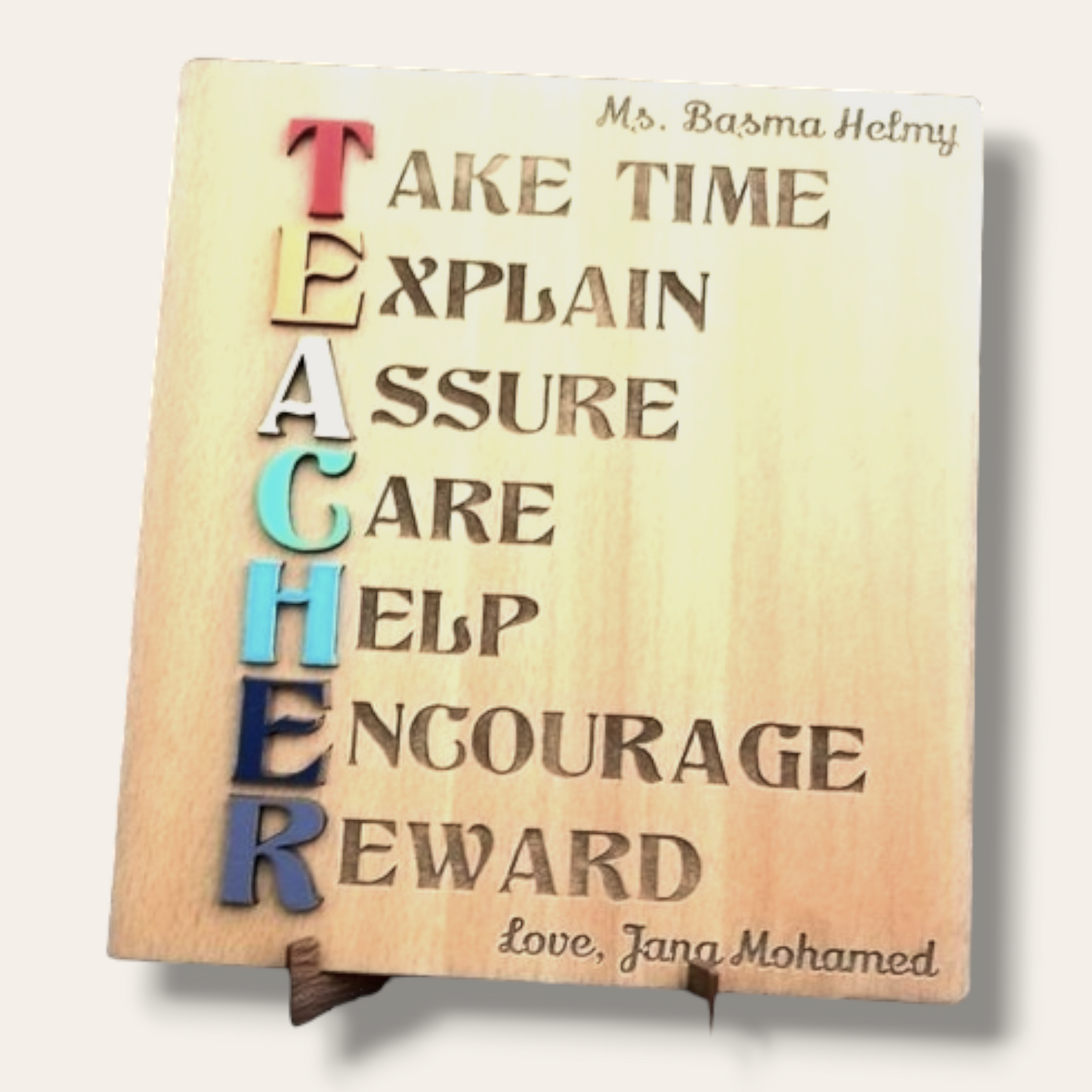 Wooden personalized TEACHER plaque