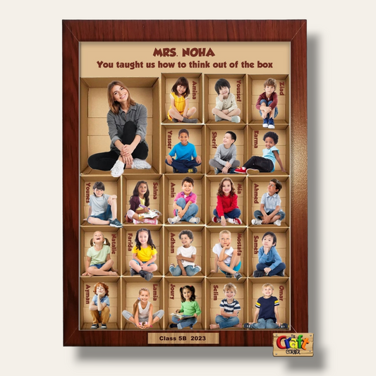 Students in boxes wooden board for Teacher